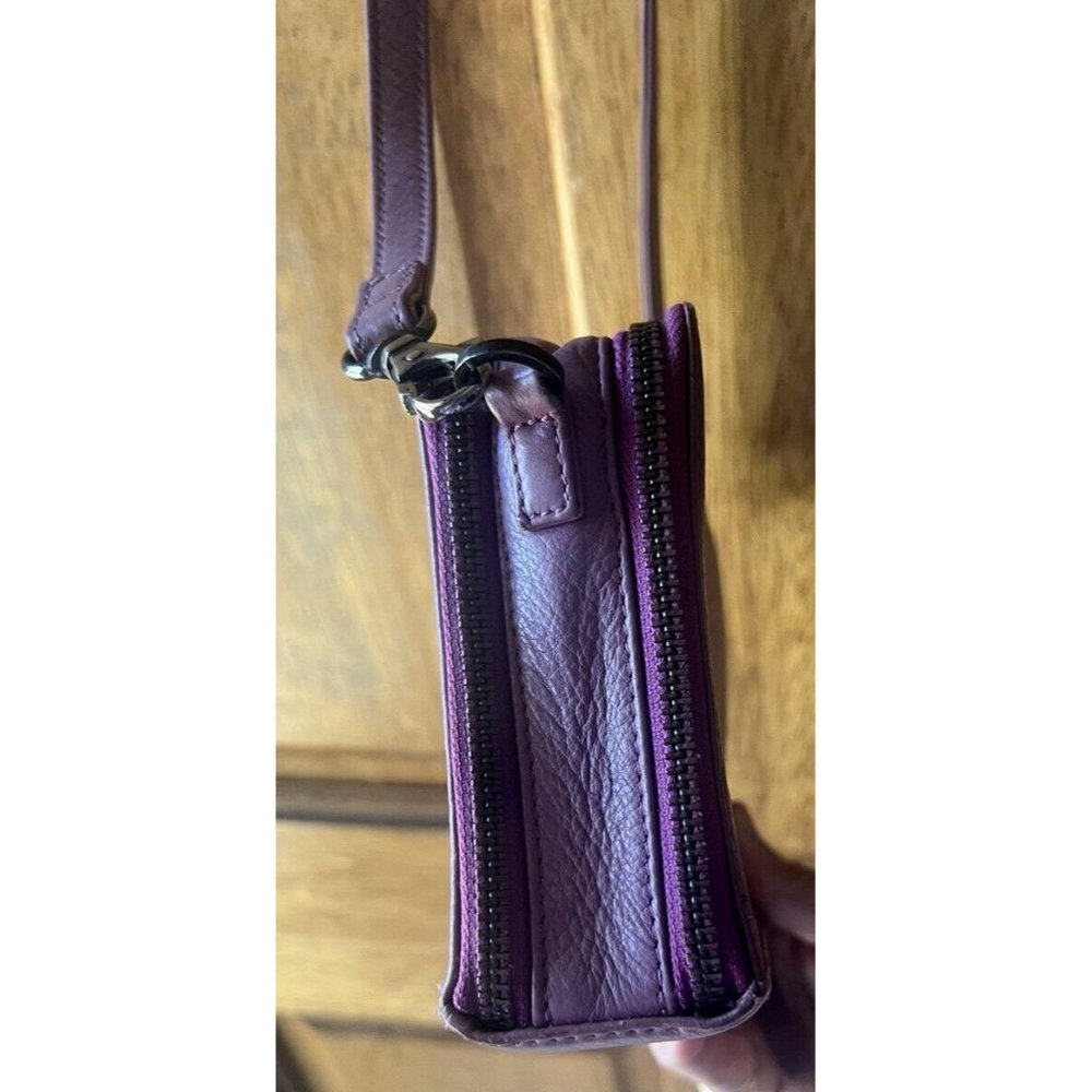Elk 100% Leather Purple Crossbody/Clutch Small Bag/Wallet - Picture 5 of 13